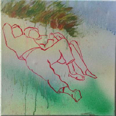 tobian - untermalung -  strandhafer - 40x40cm - acryl auf nessel - 2014
