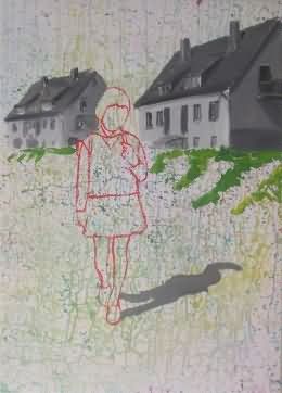 tobian - untermalung -  schulweg - acryl auf nessel - 50x70cm - 2009